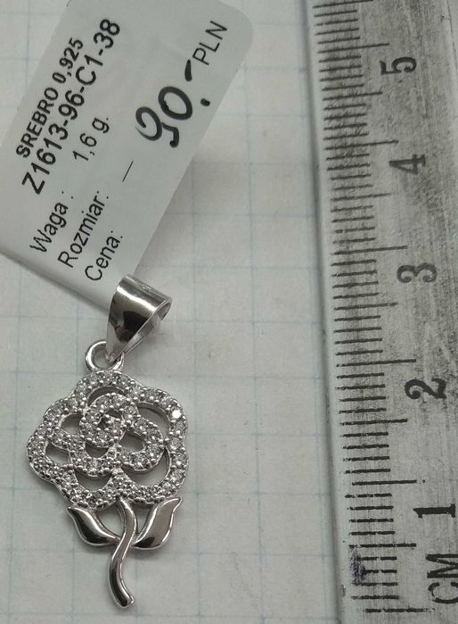 Wisiorek róża z cyrkoniami Srebro 925 NOWE