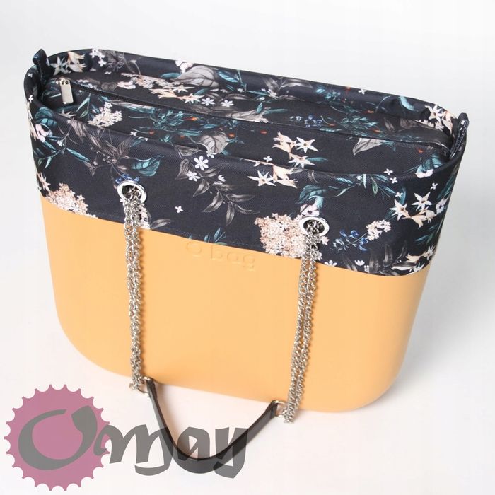 organizer OBAG STANDARD +OPASKA czarny konwalie beż 2 kieszenie OMAY
