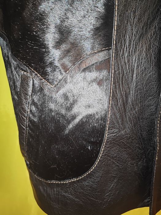 Пиджак кожаный, вставки меха нерпы, эксклюзив, р.50-52