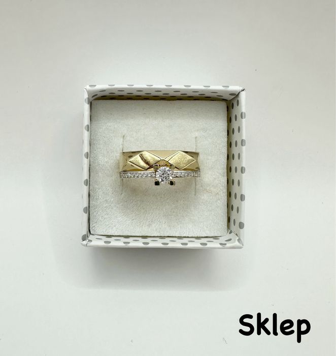 Złoty Pierścionek z Obrączką 2w1 Pr.585 NOWY !