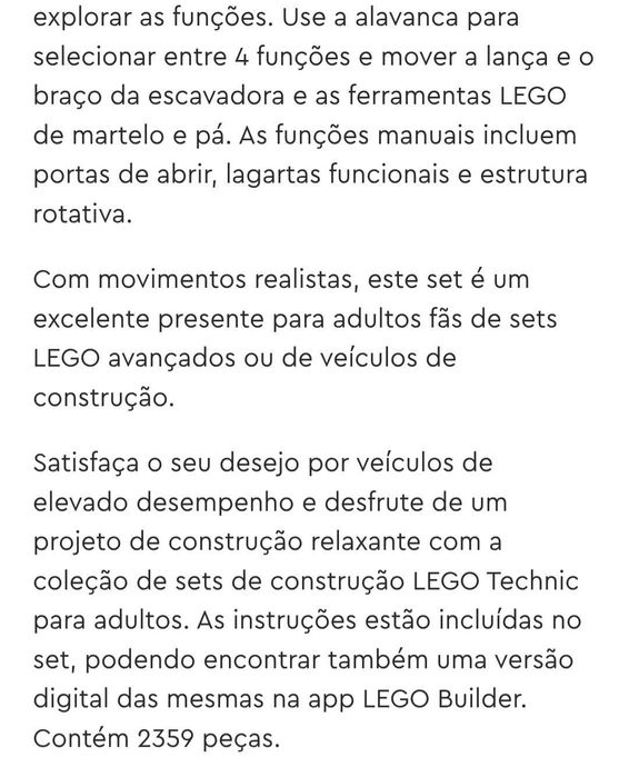 Lego- Escavadora Volvo EC500 hybrid