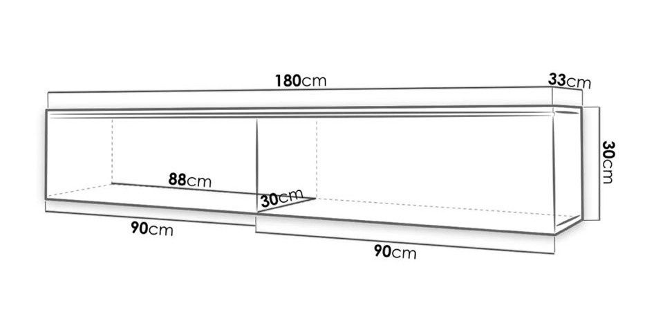 Móvel de TV suspenso em cinza com luz led