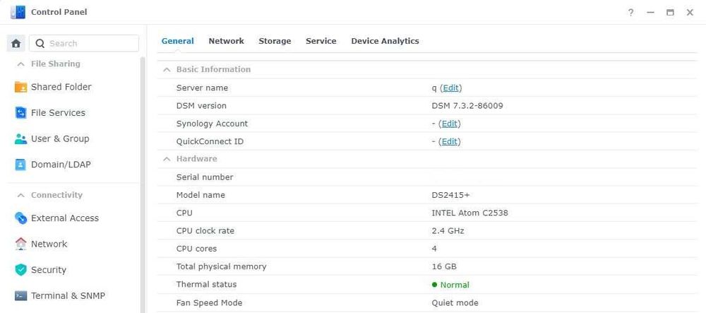 Synology DS2415+ 16GB RAM (Quad Core Intel CPU, Docker) DSM 7.3