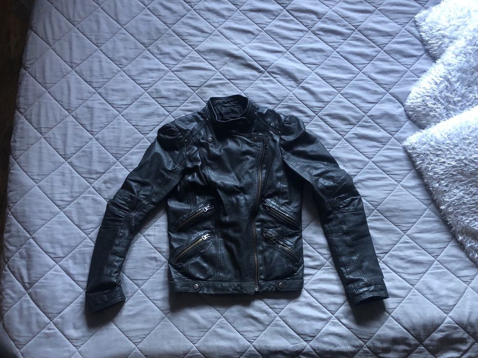 Zara ramoneska kurtka damska skórzana skóra naturalna biker M