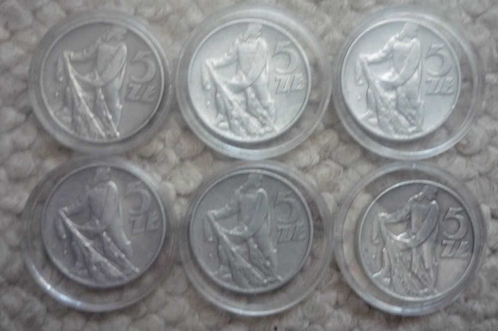 Zestaw monet 5 zł. "rybak" ze wszystkich lat emisji