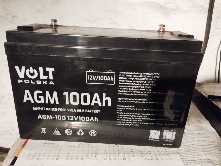 Akumulator VOLT AGM-100 12V100Ah --JAK NÓWKA- do zasilania awaryjnego