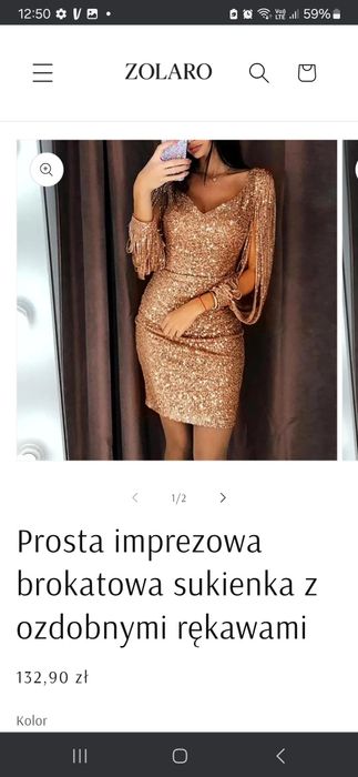 Sukienka imprezowa z długim rękawem , S