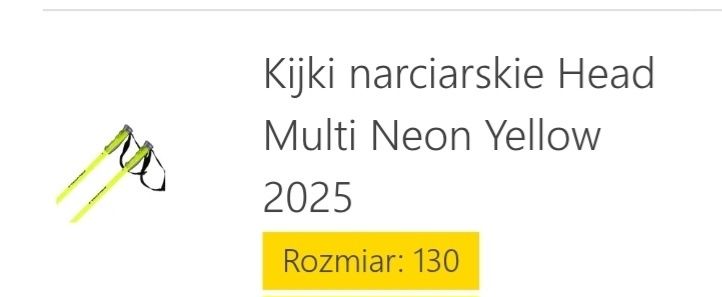 Kijki narciarskie Head Multi Neon Yellow130cm