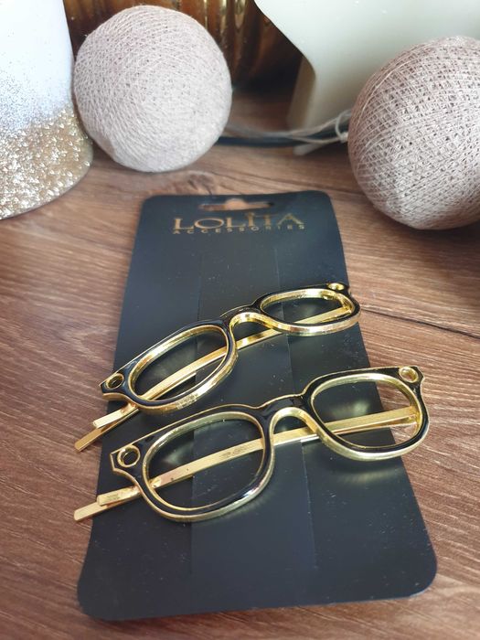 Wielkie Spinki okulary zlote do wlosow wsuwki ozdoby klamry  nowe 2szt okulary spineczki czarne zlote klamr
