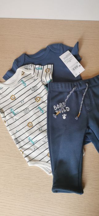 Nowy zestaw ubranek niemowlęcych body spodnie ocieplane rozmiar 62