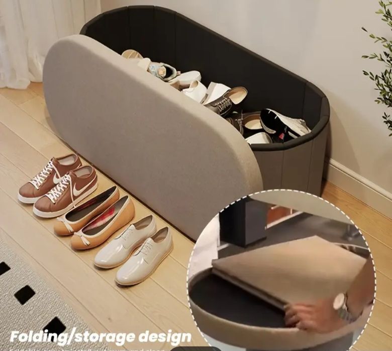 Banqueta de quarto puff  com.arrumacao em chenille nova