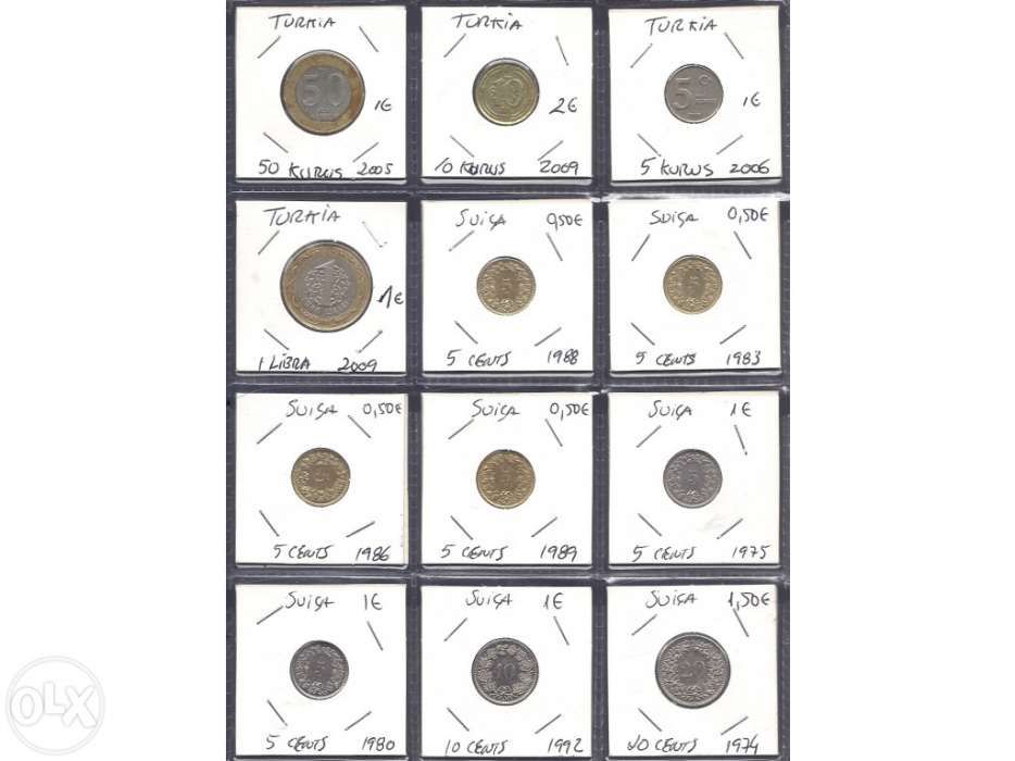 Moedas Espanha / França / Magyar / Bélgica / Tunísia / Turkia / Suíça