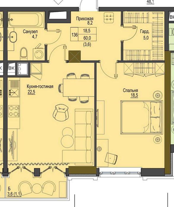 2-кімнатна квартира за адресою (площа 120 м²) - Atlanta.ua - фото 6