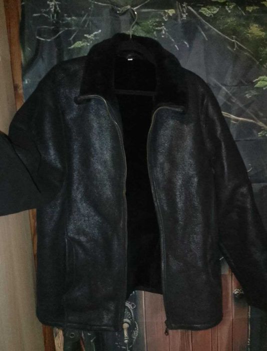 Чоловіча шкіряна куртка, 100% натуральна, хутро і замша