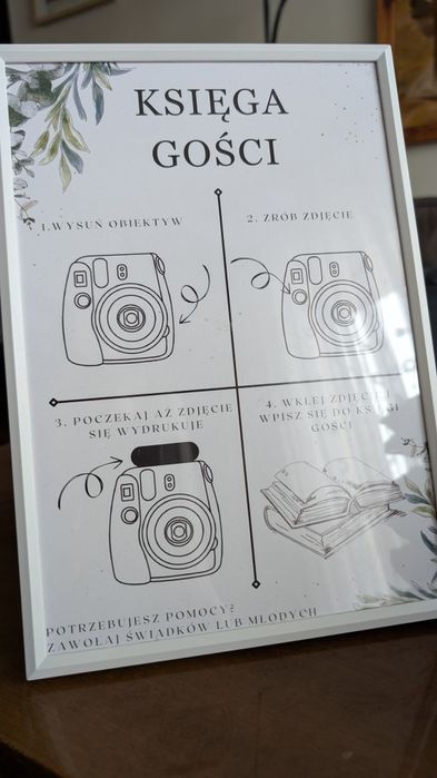 Instrukcja instax do księgi gości na ślub wesele RAMKA GRATIS