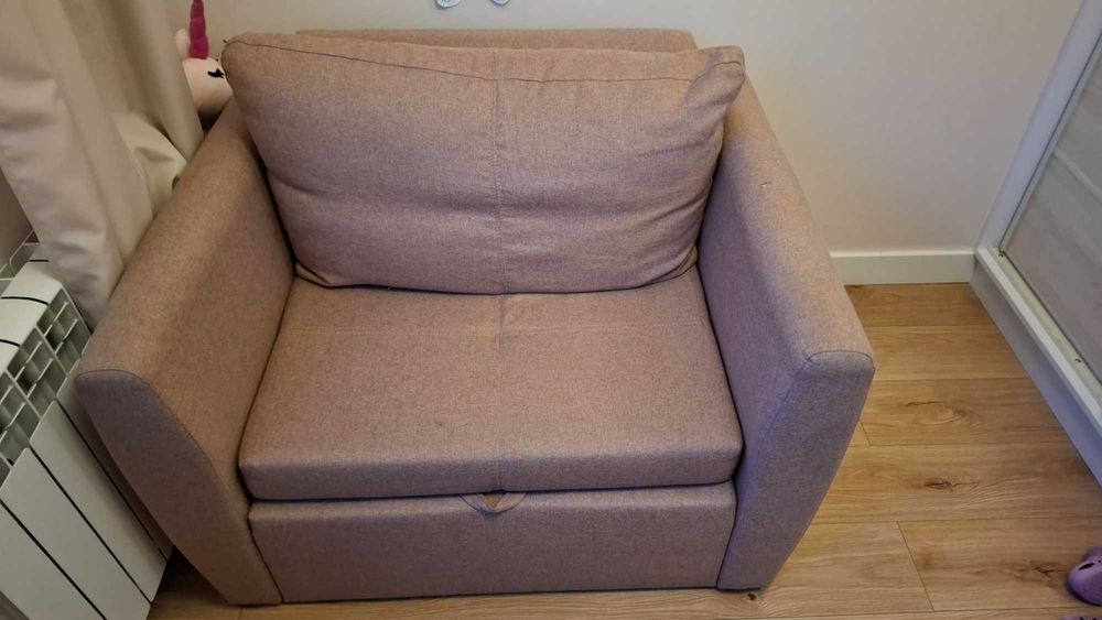 FOTEL KAMEL różowy rozkladane łóżko 82x188cm