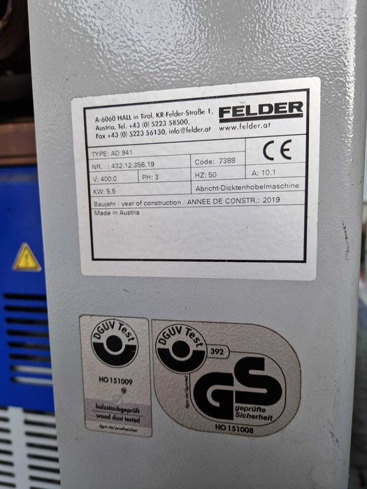 strugarko grubościówka FELDER AD941, 2019, stan 4/5