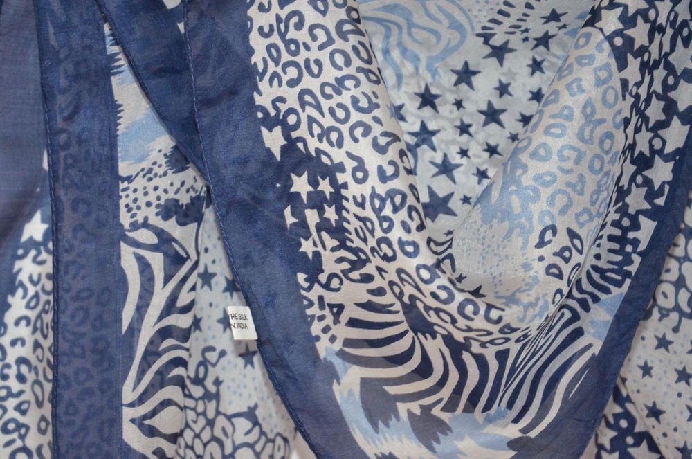 chusta duża/apaszka niebieskości 100% silk jedwab
