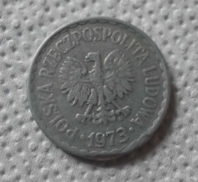 1 zł z PRL-u z 1973 ze znakiem MW