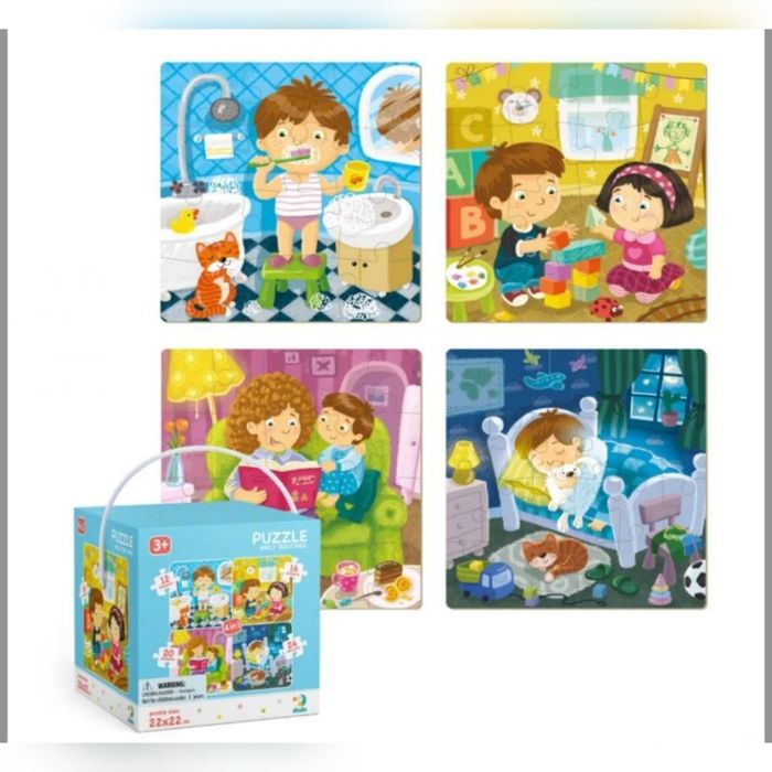 Дерев'яні пазли 16 елементів, кубики деревяні, пазли 4 в 1 Додо