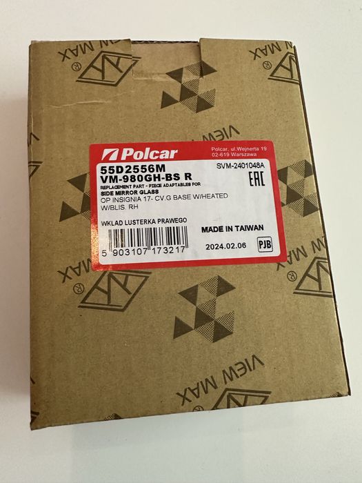 Wkład lusterka prawy opel insignia z funkcją asystenta pasa ruchu