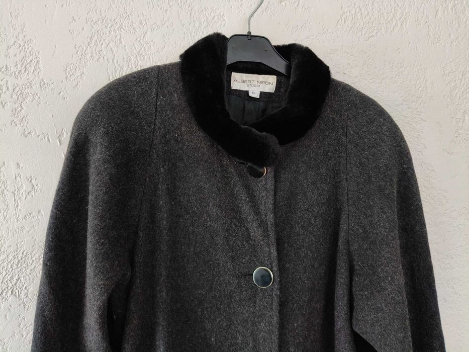 Płaszcz 100% wełniany, z futerkiem, M/L, ALBERT NIPON Studio