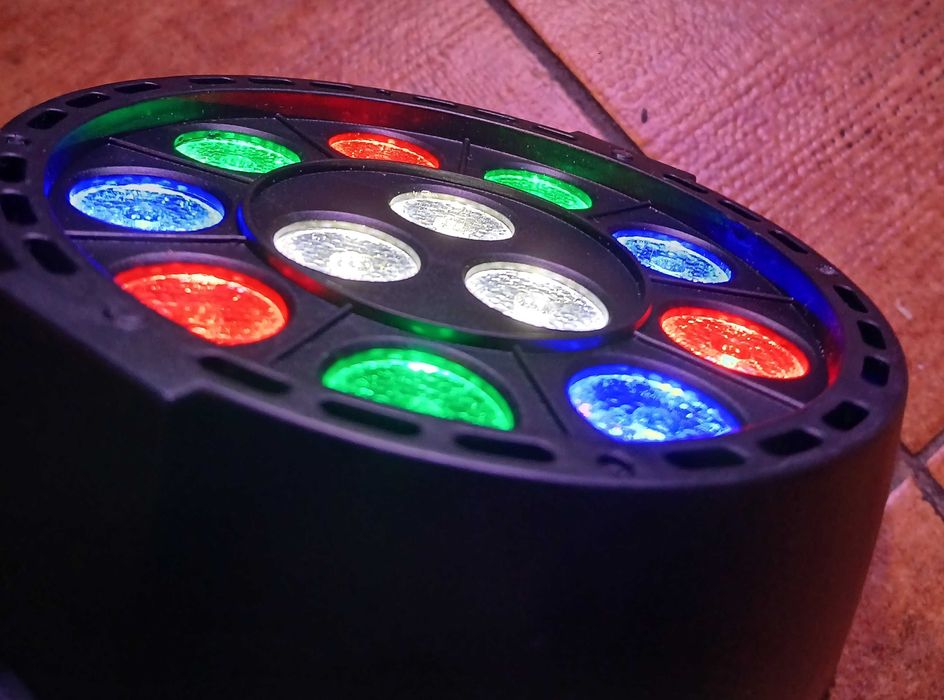 2 szt. Lampa dyskotekowa 12 LED PAR na imprezę, party DMX, mikrofon