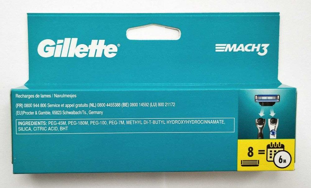 Gillette Mach3 леза для гоління 4,6,8,17,18 шт в упаковці Оригінал