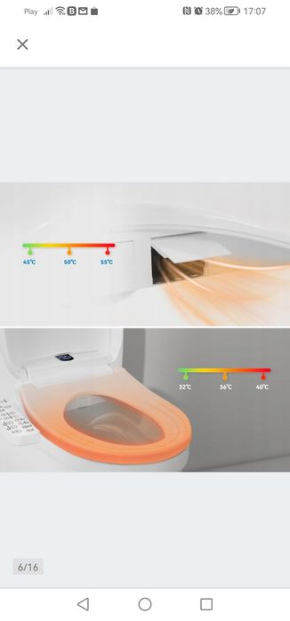 Podgrzewana deska myjaca Smnart WC z funkcją bidetu