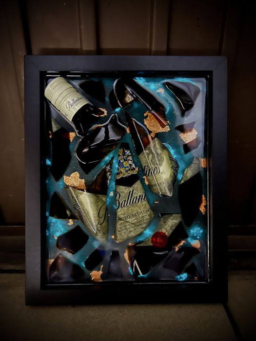 Ballantine's obraz 3d broken bottle art ramka ozdoba bar