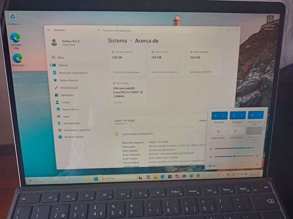 Surface Pro 8 13" 16GB 256GB 5G SIM - Promoção