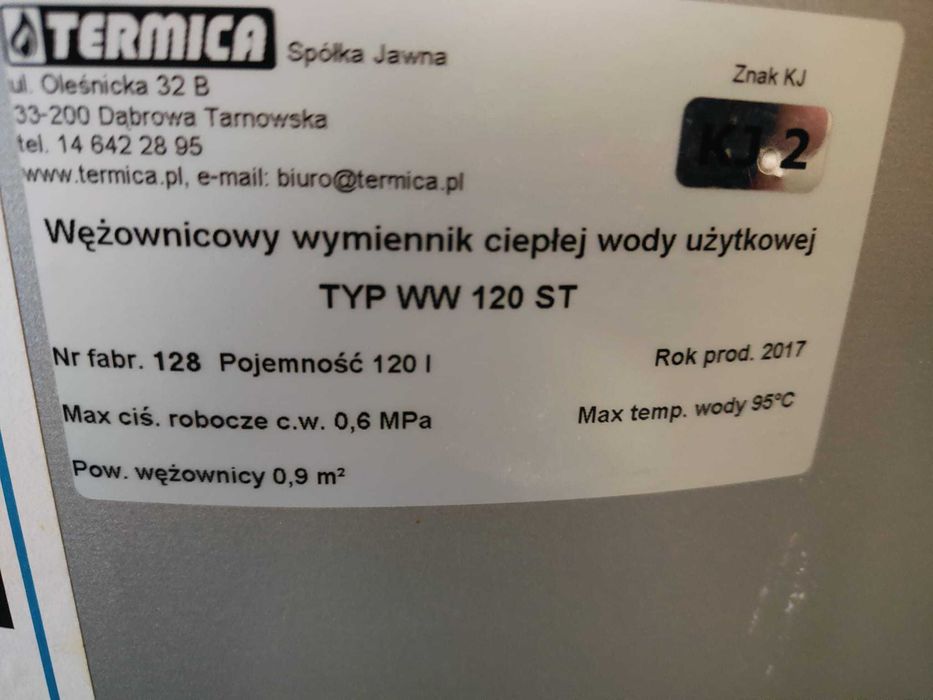 Bojler nierdzewny z wężownicą termica 120L