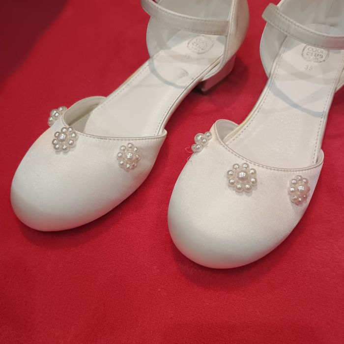 Buty komunijne 35 nowe białe z perełkami dla dziewczynki wizytowe
