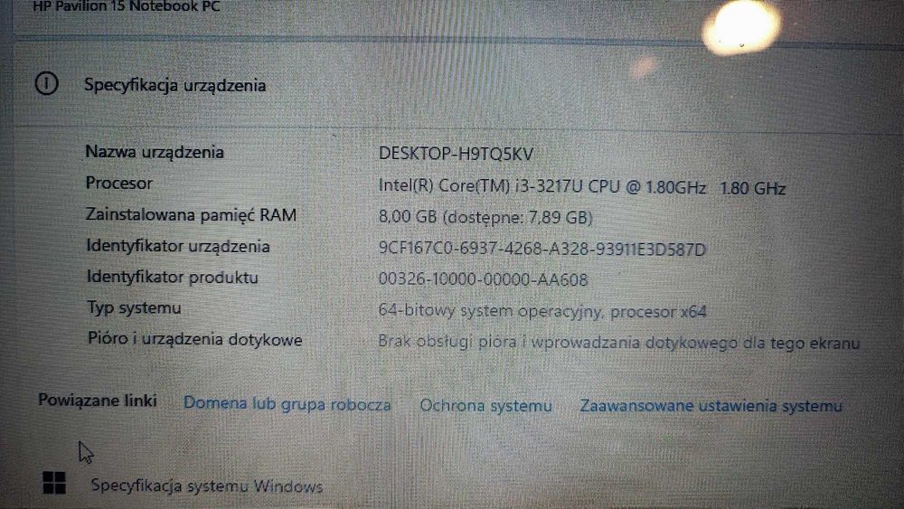 Laptop HP Pavilion 15 Note Intel Core 3 8GB RAM Dysk HDD 500 GB