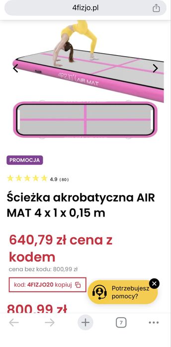 Ścieżka akrobatyczna AIR MAT 4 x 1 x 0,15 m