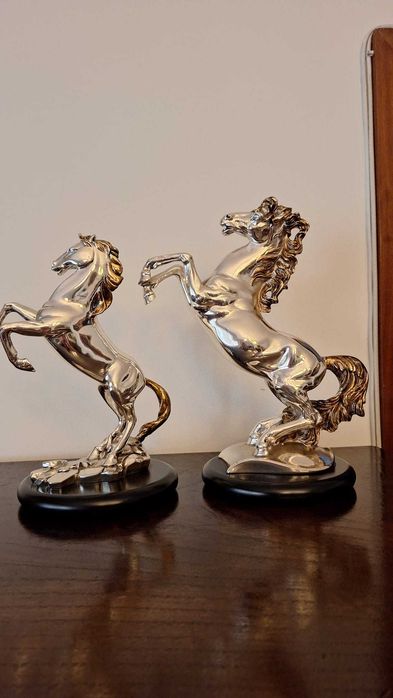 Escultura Ottaviani – Par de Cavalos em Prata 925 | Peça de Coleção Italiana