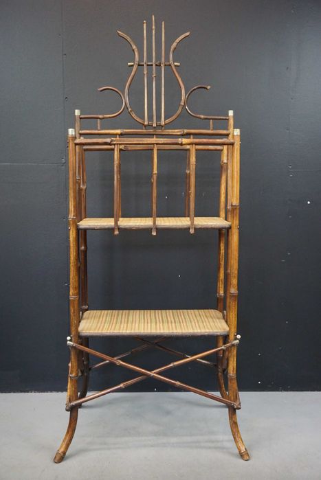 Bambusowa etażerka gazetnik przedwojenny bambus jak Thonet
