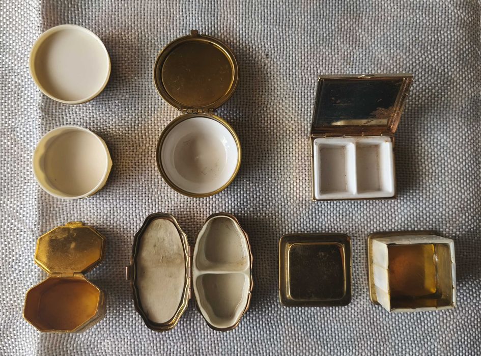 Lote de 6 mini caixas antigas - metal e porcelana