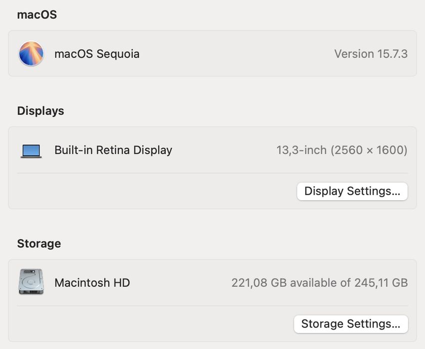 MacBook Air M1 16Gb RAM 256Gb SSD