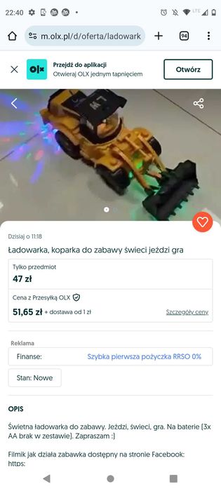 Ładowarka koparka do zabawy
