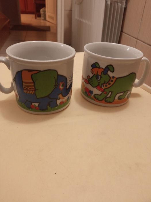 Kubek porcelanowy dla dzieci dwie sztuki zwierzęta