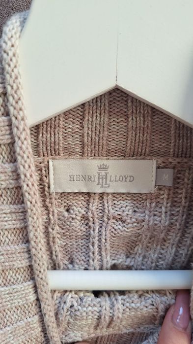 Sweter damski Henri Lloyd beżowy golf warkocz M