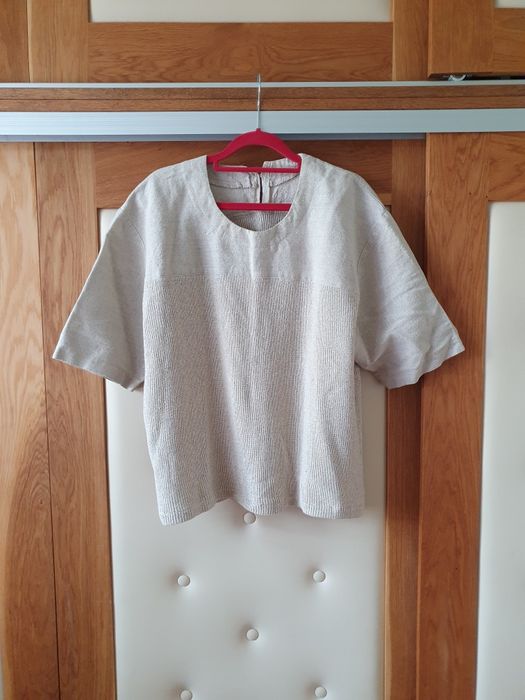 Bluzka oversize, len, bawełna, M