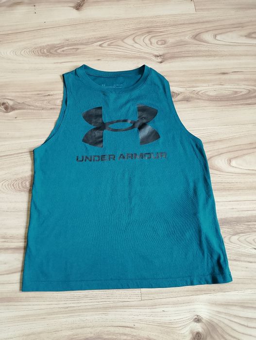Morski Turkusowy Damski Podkoszulek Tank Top Under Armour Live Sportstyle Graphic Tank Loose Fit