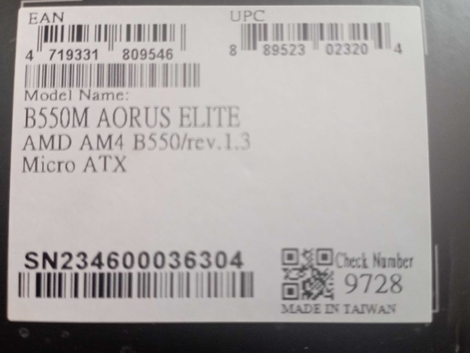 Материнка ігрова В550М AORUS ELITE AMD AM4 MICRO  ATX