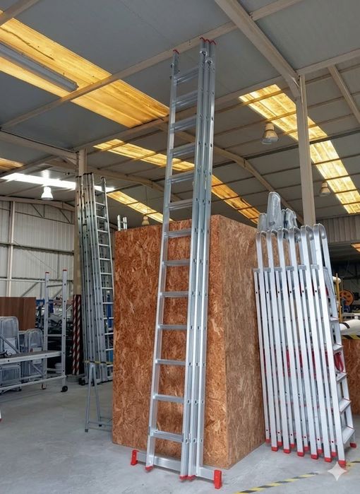 Escada Alumínio Liga 6060 Tripla 3x3.5m (8.5m Úteis) Extensível Profissional / Escadote Tesoura | Direto de Fábrica