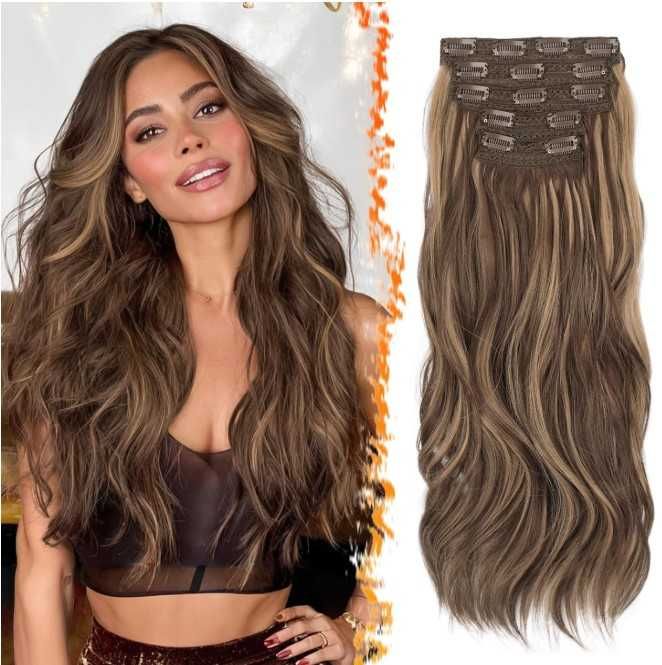 Włosy doczepy, faliste, 50cm, 4 pasma, 200g BARSDAR