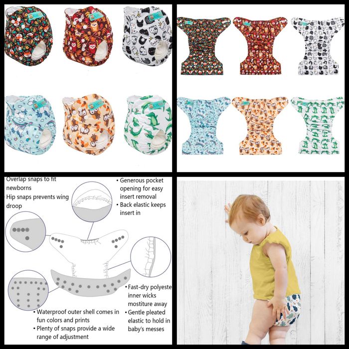 Lot of 19 Reusable Diapers: 50 Liners + Bucket + Toys64751241520642122