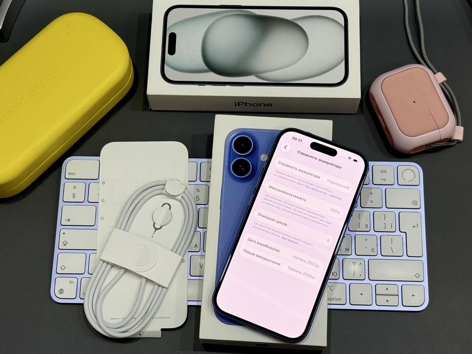 iPhone 16 128Gb Новий (АКБ 100% 8 циклів, байпас)
