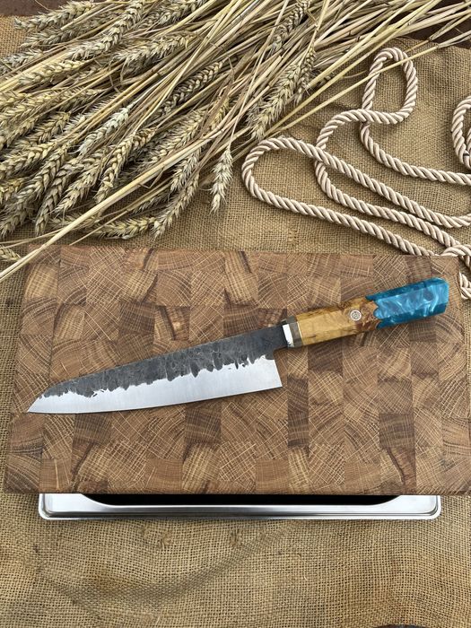 Кований кухонний шеф ніж з сталі N690 60-61hrc ручна робота, 3d гібрид